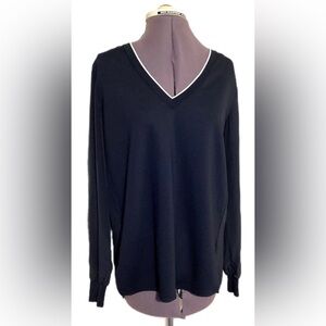 Vince Silk Knit Contrast V-Neck Lightweight Blouse Top Size S Designer Capsule